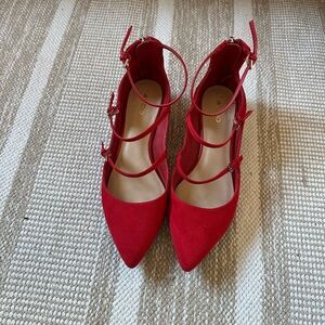 Aldo Vibrant Red Multi-Strap Heels